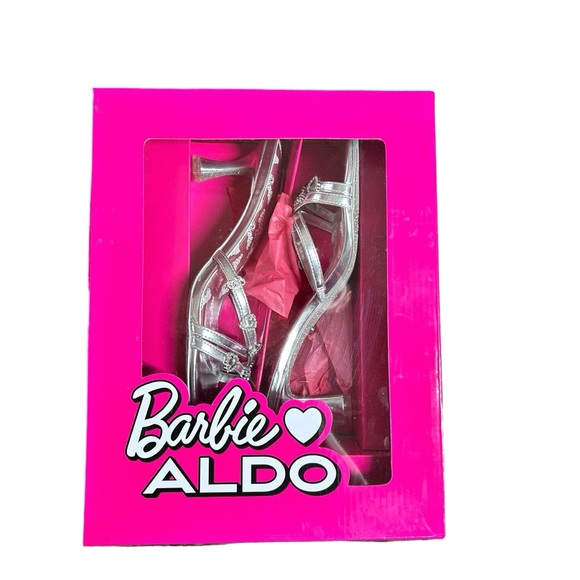 Aldo Shoes - Aldo X Barbie Mule Silver Heels Rhinestone Embellished Rare Collector In Box 7.5